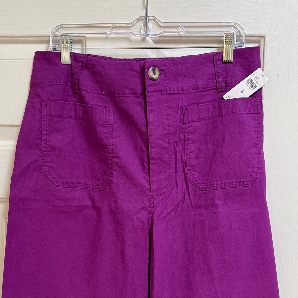 NWT Anthropologie Maeve Collette Fuchsia Purple Wide Leg Cropped Pants Sz 32